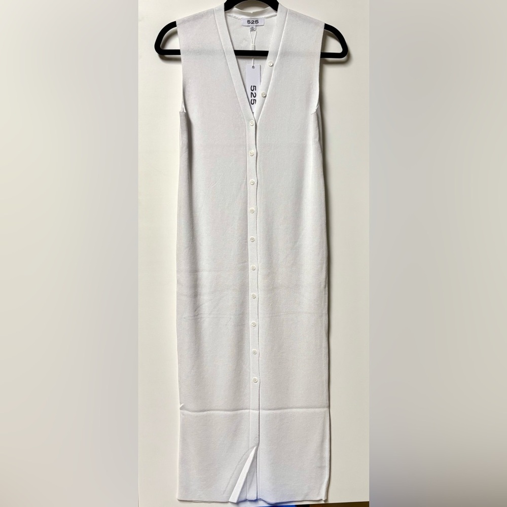 525 America Knit Button-Down Dress or Duster Bleach White- NWT